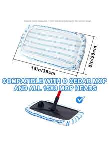 Mop cloth 1/2/4pcs 15"X8" Suitable For O-Cedar Flat Mop, Dry & Wet Dual-Use Mop Refill Pads, Super Microfiber Mop Replacement Pad, Cleaning Accessories - Blue and White - View 2
