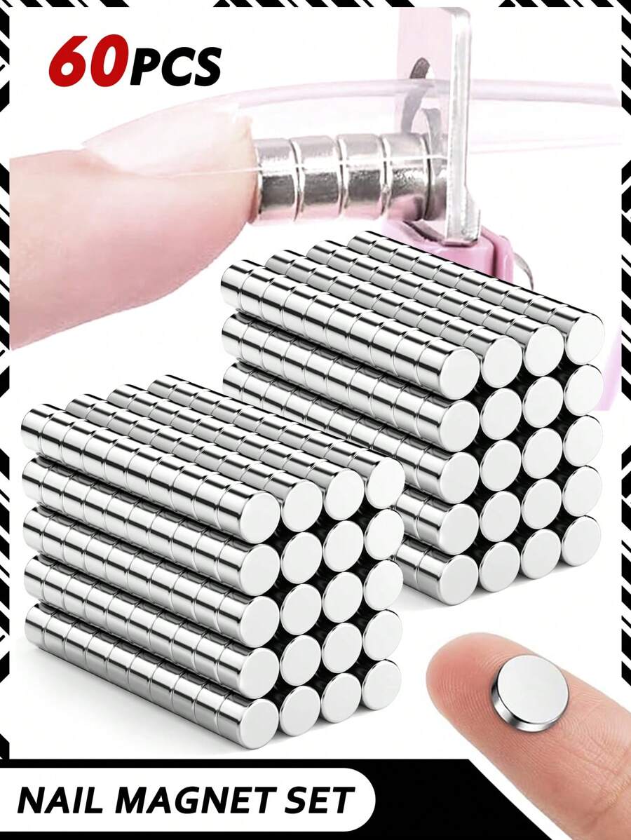 10/15/25/35/60Pcs Strong Round Multi-Functional Magnet & Cylinder Shaped Manicure Magnet For Diy Cat Eye Nails, Suitable For Use With Tweezers, Nail Magnets For Nail Cutter, Small Magnets, Round For Refrigerator, Cylinder, Fridge, Office, Whiteboard, Little Miniature Tiny Mini For Crafts, Small Refrigerator Magnets, Small Magnets For Crafts, Magnets For Nail Clippers