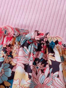 Nouveau body d'été bébé fille avec fleurs, manches calamistrées, broderie, nœud, patchwork en maille, mignon