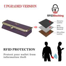 Royal Bagger Genuine Leather Fashion Glasses Case - RFID Blocking, Fashion Pencil Bag With Kiss Lock, Coin Purse For Women - 粉色 - 查看 3