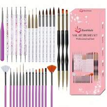 31pcs Professional Nail Art Brush Set - 3D Builder Gel Brush, Acrylic Drawing Pen, Salon-Quality Design Tools For Home Manicure And Salon Use