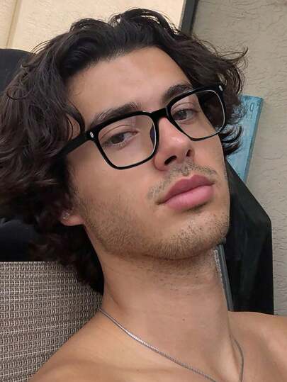 1pc Men's Acrylic Casual Rectangle Fashionable Black Glasses Suitable For Daily Reading, Work Commuting And Computer Games TV And Watchand Cell Phone Use