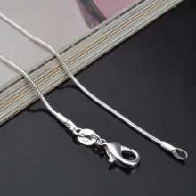 925 Sterling Silver Plated Necklace Women, Silver Fashion Jewelry Snake Chain 1mm Neck 16 18 20 22 24 26 28 30 Inches