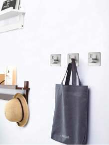 4 件装不锈钢壁钩，防锈浴室毛巾衣帽钩架，粘性衣架，适用于厨房、浴室、衣柜 - 銀色 - 查看 9