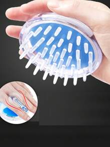 1 件装透明水晶硅胶头皮按摩刷、洗发梳、缓解头皮瘙痒 - 彩色 - 查看 4