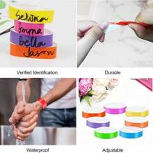 100/500pcs Tyvek Disposable Luminous Paper Bracelet - Tear-Resistant ID Bracelet, Adjustable For Party, Amusement Park, Festival, Concert Entry, Suitable For Valentine's Day, Halloween, Christmas