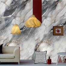 1 Roll Grey Marble Peel And Stick Wallpaper, Waterproof, Moisture Proof, Oil Resistant, Heat Resistant, Suitable For Kitchen Countertop, Cabinet, Bathroom, Office Desk, Modern Style - Multicolor - View 2