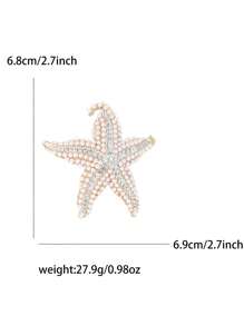 Spilla di moda con perle e stelle marine per donne, decorazione per vestiti, abiti, accessorio per feste, banchetti, regalo