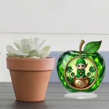 2D Flat Acrylic St Patricks Day Desktop Ornament Leprechaun Lucky Shamrock Spring Decorations For Irish Party Table Bookshelf Home Party