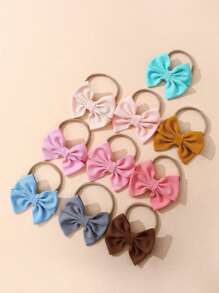 10 Pcs/Set Baby Hair Accessories, Bow Crease-Free Hairbands, Skin-Friendly & Non-Marking, Suitable For Daily Use
