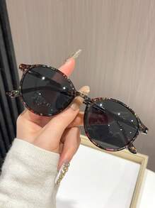 Oval Frame Floral Fashion Fashion Glasses - Casual Style, PC Material, Grey Lenses, Suitable For Outdoor And Party Wear, Eyewear Accessories