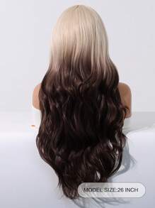 26 Inch Graded Brown Medium Length Curly Forehead 4*1 Small Lace Synthetic Heat Resistant Fiber Wig For Ladies Daily Party Christmas Use