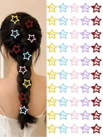 10/20 件 Y2K 风格五角星金属发夹，适合日常使用，发饰，发夹爪夹