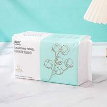 Toalla desechable Natural de Uds., limpieza de viaje, removedor de maquillaje húmedo y, toalla no tejida de maquillaje suave de algodón perlado - Blanco - Ver 4