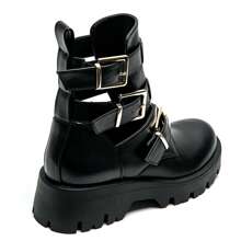 High-Top Ankle Boots With Multiple Buckles And Lug Sole - Black/7631A-2 - View 5