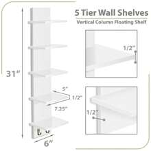 Sorbus 5 Tier Wall Mounted Floating Shelf Unit With Hooks - Home Decor And Storage Organizer - White - View 3