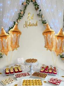 3 件/套 EID 灯笼形铝箔气球配金色丝带，开斋节派对背景装饰用品，斋月节日派对居家房间装饰气球，开斋节礼物派对礼品 - 燈籠 - 查看 8