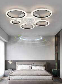 1 Stück 220V LED dimmbare Acryl Deckenventilatorleuchte, geeignet für Wohnzimmer, Esszimmer, Schlafzimmer, Arbeitszimmer, Hotels, Raumdekorationsbeleuchtung und andere dekorative Pendelleuchten. Weiß/Schwarz