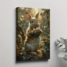 1 lienzo enmarcado para pared, bonito póster con estampado artístico divertido de conejo de Pascua, regalo ideal para dormitorio, sala de estar, pasillo, dormitorio, decoración de pared