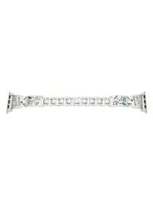 1 pieza Banda de reloj de Apple de mujer de lujo de aleación con diseño de gato de rhinestone plateado, se ajusta a 38mm/40mm/41mm/42mm/44mm/45mm/46mm/49mm, compatible con Ultra/SE/S10/S9/8/7/6/5/4/3/2/1, de moda y versátil, regalo para el Día de San Valentín y Acción de Gracias