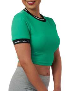 I LOVE YOU Ribbed Blouse - Green - View 4