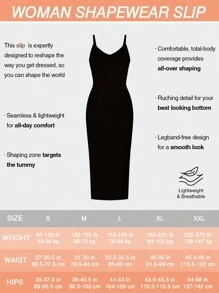 1pc Women Black Spaghetti Strap Tummy-Control Lift Up Bodycon Dress, Suitable For Underlayer Or Outerwear - 黑色 - 查看 5