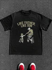 Plus Size Like Father -Like Son Motocross Shirt Dirt Bike T-Shirt T-Shirt 220g Heavy Cotton T Shirt