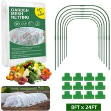 Kit de malla de jardín, cubiertas para plantas de 8x24 pies con malla ultra fina, con 6 sets de aros de jardín y 12 sujetadores, red de protección contra pájaros para frutas, verduras, flores, animales, y cubierta de invernadero - 8x24 pies - Ver 9