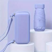 1pc Capsule Umbrella, Black Rubber Sunscreen And Sunshade Umbrella, Compact And Portable UV Resistant Umbrella, Sun Umbrella.