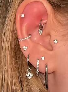 Set de cercei din zirconiu cubic strălucitor de 9 bucăți, inclusiv cu știfturi, cu clips, cercei suspendați, multi-purtați pentru zi cu zi, petreceri, toate anotimpurile