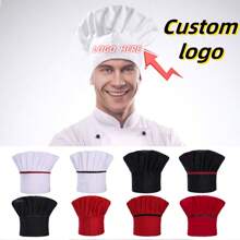 Individuell bedruckter kreativer Kochmütze mit Logo/Namen, weiße Bäckermütze für Cake Shops, Hotelpersonal, plissierter pilzförmiger Kochmütze