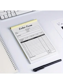 1pc Order Book, 2 Parts Small Business Carbonless Invoice Book, 5.5 X 8.3 Inches, Paperboard Receipt Book (50 Sets),School Supplies,Back To School - Multicolor - View 3