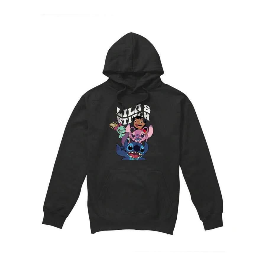 Disney Lilo & Stitch Mens Character Montage Hoodie (Black)
