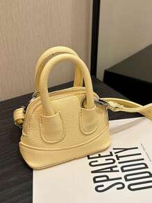1pc Cute Girl Niche High-End Girl Bag New Candy Color Mini Cute Shell Bag Can Be Cross-Body Handbag Small Bag Litchi Pattern Pu Material Fashionable Girl Bag Is Very Suitable For Taking Out To Play And Can Also Be Given As A Gift To Friends