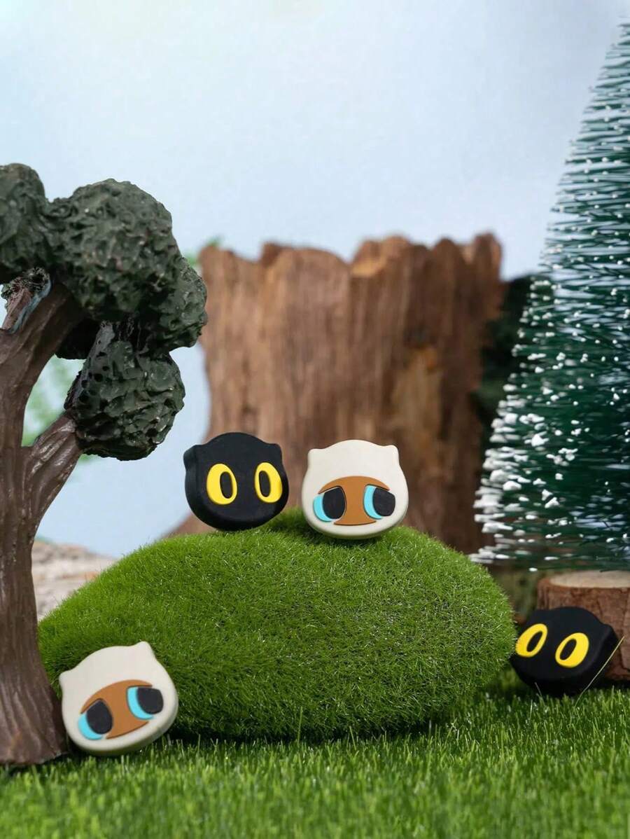 GeekShare 4pcs Big-Eyed Cat Button Cover Compatible With Switch/Oled/Switch Lite