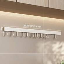 Wall Mounted Kitchen Storage Rack No Punch Shelves With Movable Hook Spoon Holder Organizer Kitchen Utensil Accessories
