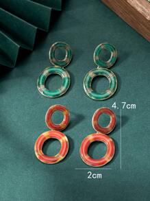 Spring/Summer Vacation Style Colorful Enamel Round Hoop Earrings, Vintage Design, Everyday Wear For Women