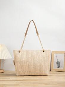 Bolso de mano tejido de verano, bolso de hombro para mujer, bolso de paja, muy adecuado para mujeres, niñas, estudiantes, vacaciones en la playa, festivales, turismo y viajes diarios.