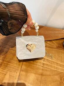 1pc Mini Princess Style Heart Pearl Handbag, Suitable For Party, Gathering, Events - Multicolor - View 11