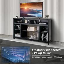 Homasis 58'' TV Stand Entertainment Console Center W/ Adjustable Open Shelves Up To 65''