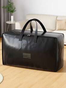 1PC Thick And Heavy-Duty Woven Material Moving Bag Storage Bag, Black Waterproof And Stain Resistant Thick Woven Bag, Clothing Storage, Wardrobe Luggage Storage Bag, Wardrobe Storage, Bedroom Storage Bag, Moving Luggage Set, Can Be Used For School Accommodation, Moving And Packing Luggage