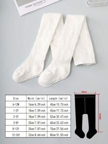 2pcs Girls' White Heart Print Tights - White - View 3