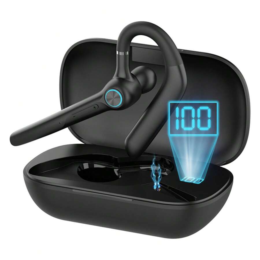 Wireless Headset Built-In Dual Mic Noise Canceling V5.2 Wireless Earphones For Driving/Business/Office, Compatible With IOS/Android Cellphone(Black) - Black - View 1