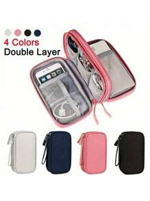 1pc Portable Travel Electronics Organizer Bag, Suitable For Storing Smartphone Cables, Hard Drives, Power Banks, Headphones, Chargers, Phone Cases, Wireless Earbuds, Bluetooth Headsets, Earphones, Great For Business Travel, School, College, Office, School Supplies, Back To School, University Students - Multicolor - View 2