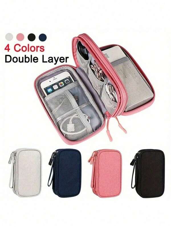1pc Data Cable Storage Bag Portable Travel Electronics Organizer For Mobile Hard Drive Power Bank Earphone And Charger Phone Case Wireless Headphone Bluetooth Headphone Headset Earbuds For Business Travel School College Office School Supplies School Accessories Back To School University Students Organizer Travel Essential Back To School Electronic Bag Portable Charger Charger Case Headphone Case Cable Bag Cable Organizer Digital Camera Camera Case Camera Bag