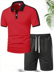 2pcs Men's Short Sleeve Polo Shirts, Summer New Solid Color Casual Sports Polos For Outdoor Camping, Wrinkle-Resistant Business Polo T-Shirts