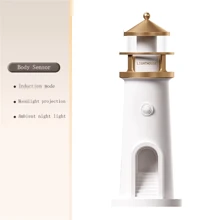1pc Lighthouse Night Light With A Clear Moon Projection Image, Sensitive Human Body Sensing Switch And Long-Brightness Function That Can Be Switched, Suitable For Many Scene Atmospheres