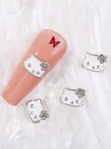 Sanrio 30pcs 3D Alloy Kitty Cat Kawaii Nail Designer Charm,30PCS Cute Kitty Cat Cartoon Nail Art Crystal Rhinestone DIY Metal Nail Stone,Nail Charm Gifts For Women Girls