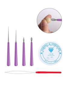 6/4/1pc Set Jewelry Making Tools Needle Shaped Artificial Diamond Scissors Kit, Bead Hole Magnifying Rod Lightning Needle, Beaded Threading Device, 0.5mm Crystal Stretch Line DIY Jewelry Processing Tools For Glass Plastic Metal Wood Beads And Making ( Necklaces, Bracelets, Anchors, Etc. DIY Jewelry Accessories )