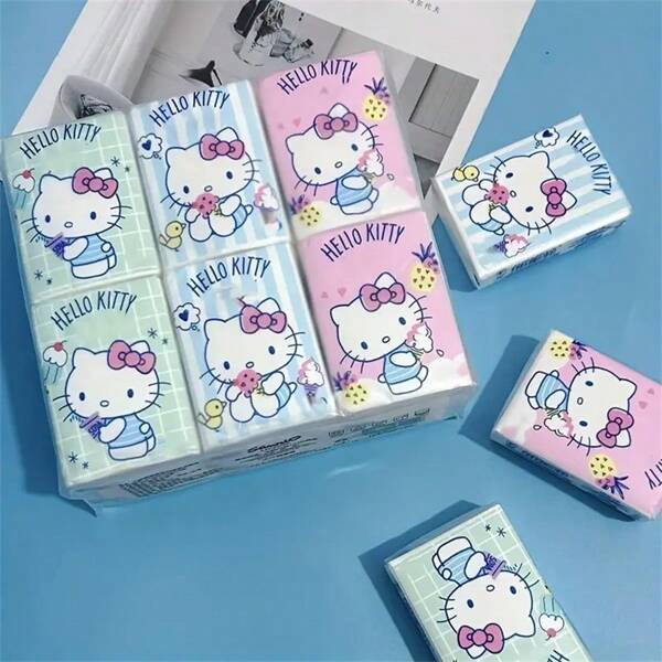18 Pack Of Cute Printed Sanrio Handkerchief Tissue, Portable Small Bag Face Tissue, Travel Napkin, Soft Sanitary Tissue And Facial Tissue, Suitable For Home, Kitchen And Outdoor Travel, Personal Hygiene And Cleaning